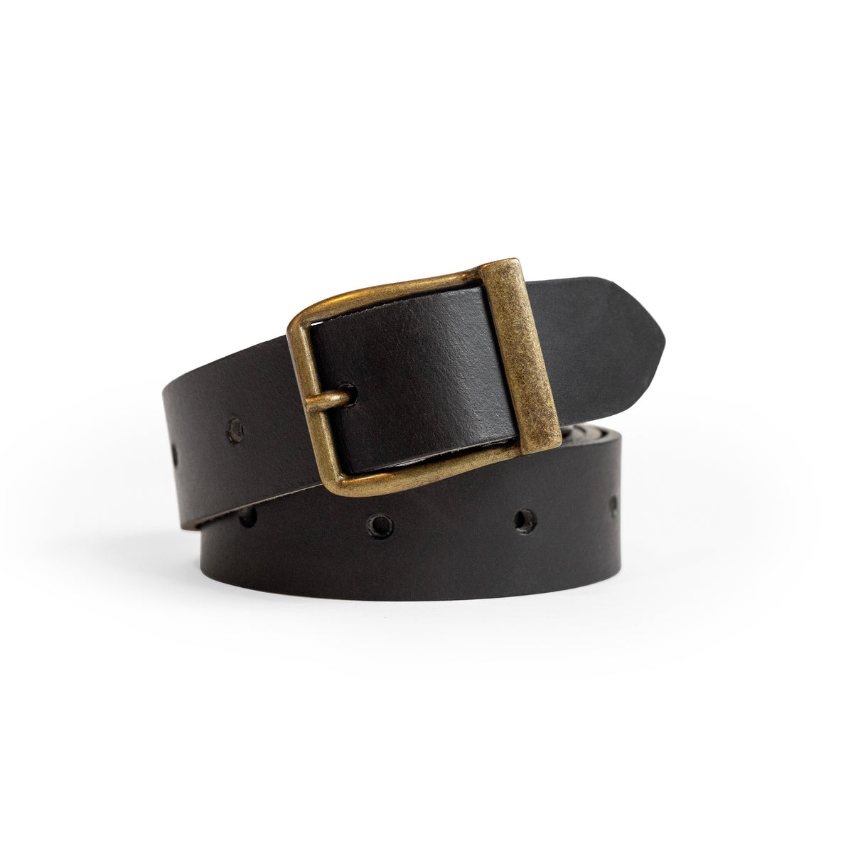Leren broekriem van The Hantler met brass metalen gesp black