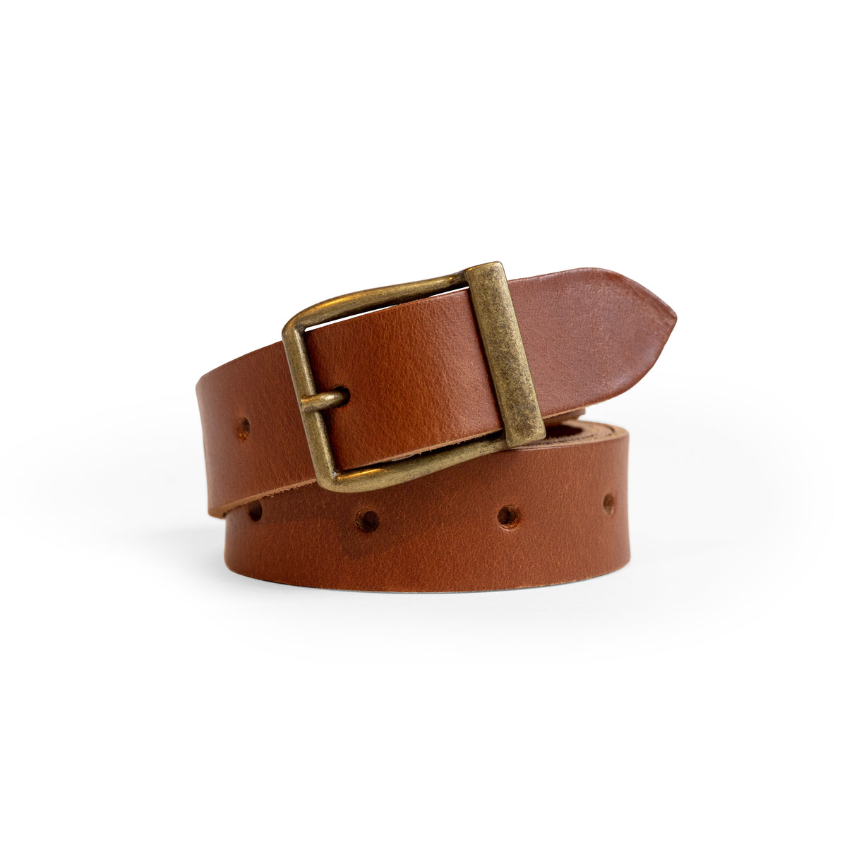 Leren broekriem van The Hantler met metalen gesp cognac