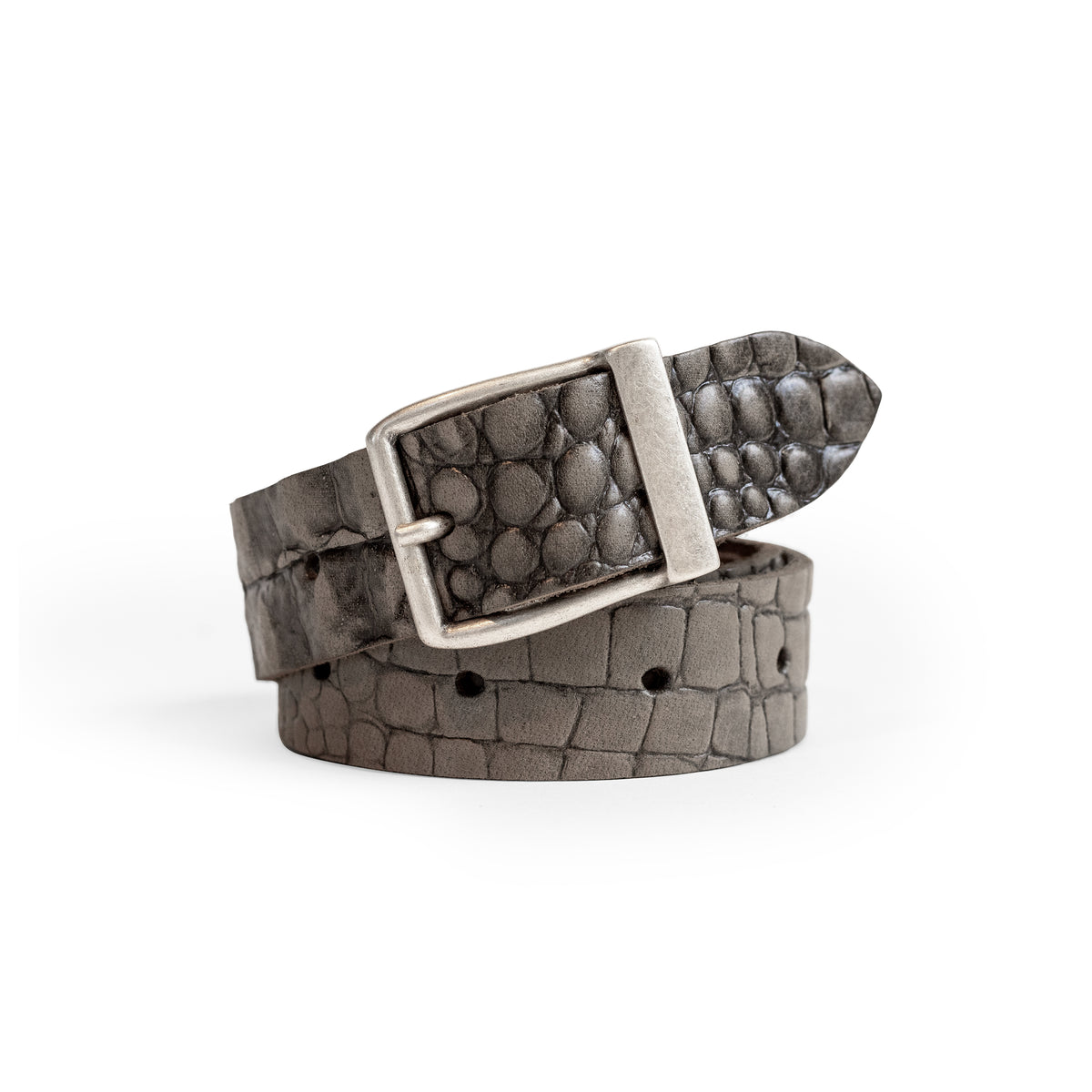Leren broekriem van The Hantler met metalen gesp croco