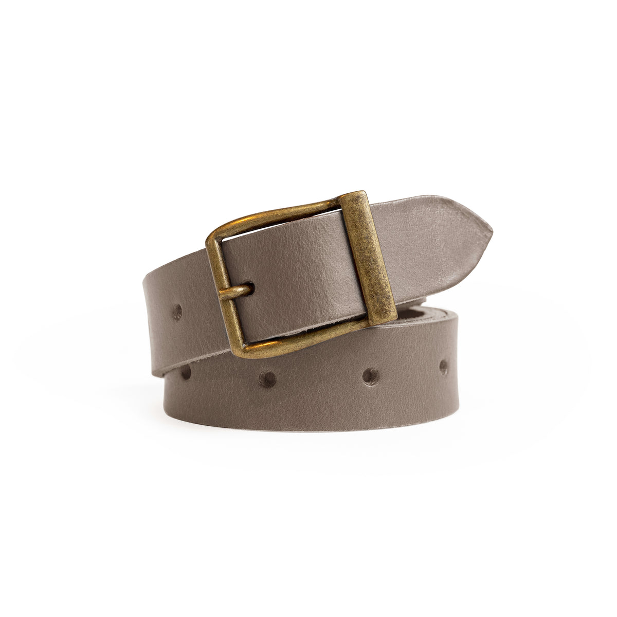 Leren riem van The Hantler met brass metalen gesp warm taupe