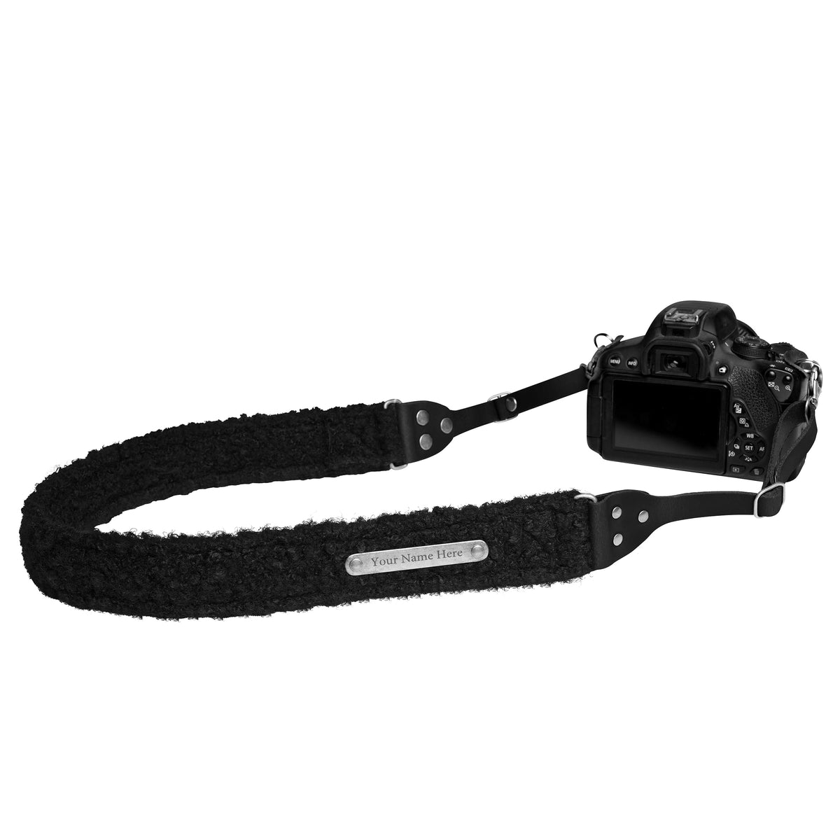 Teddy camera neck strap black old silver