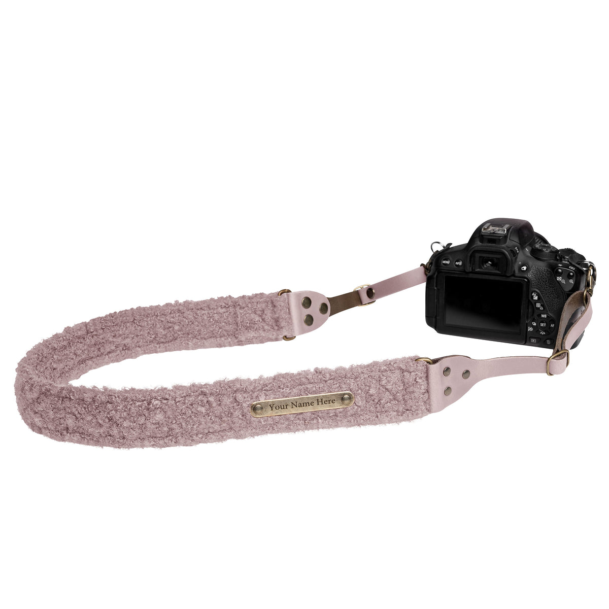 Teddy camera neck strap pink