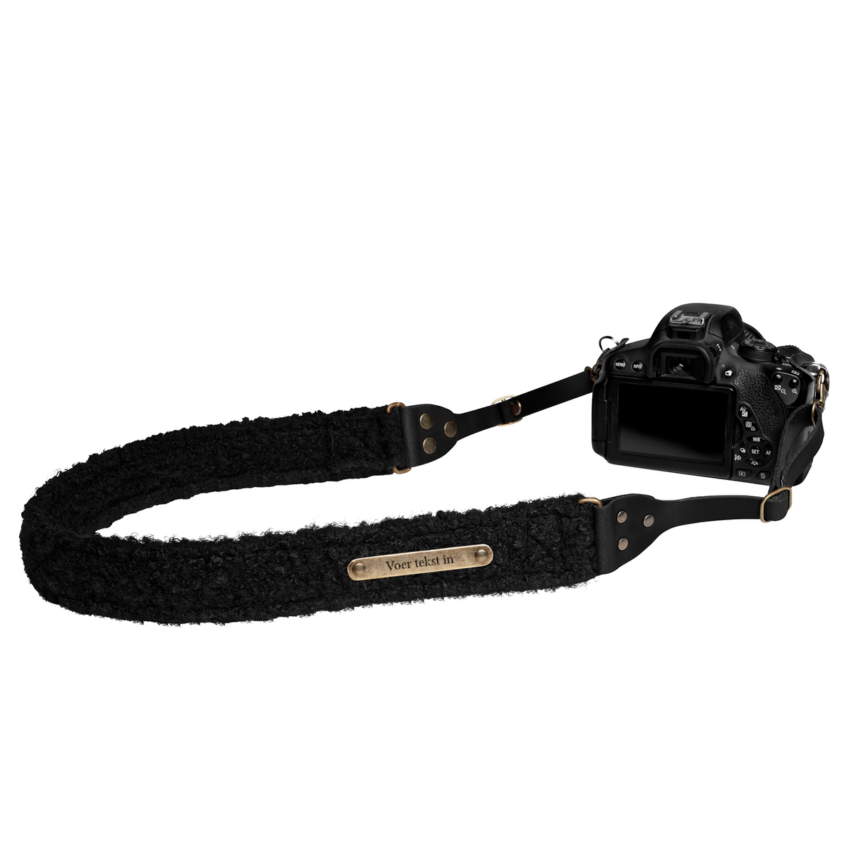 Teddy camera neck strap black brass